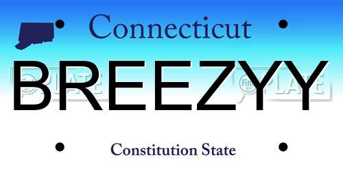 BREEZYY Connecticut License Plate