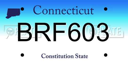 BRF603 Connecticut License Plate