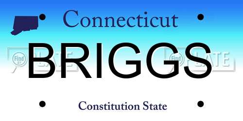 BRIGGS Connecticut License Plate