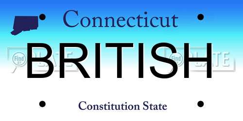 BRITISH Connecticut License Plate