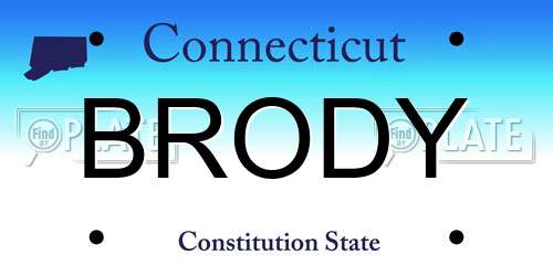 BRODY Connecticut License Plate