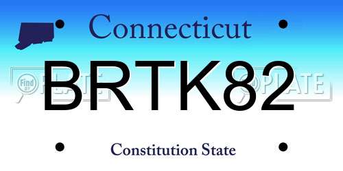 BRTK82 Connecticut License Plate