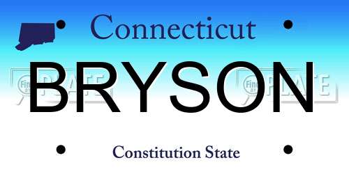 BRYSON Connecticut License Plate