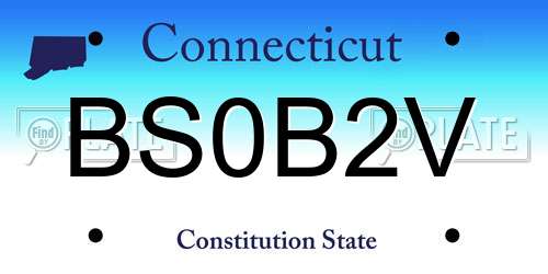 BS0B2V Connecticut License Plate