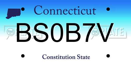 BS0B7V Connecticut License Plate