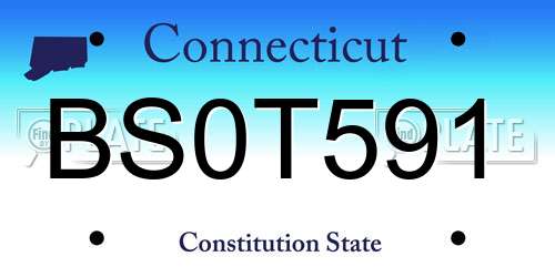 BS0T591 Connecticut License Plate