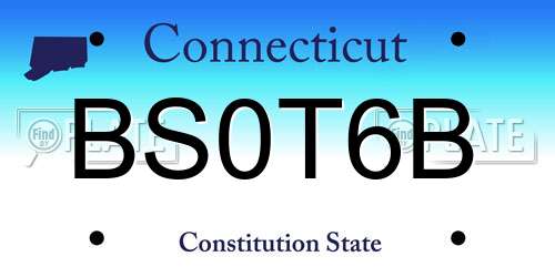 BS0T6B Connecticut License Plate