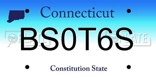 BS0T6S Connecticut License Plate