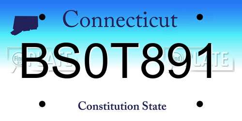 BS0T891 Connecticut License Plate