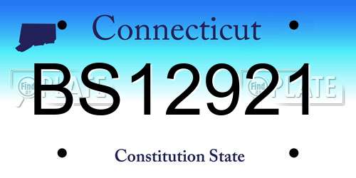 BS12921 Connecticut License Plate