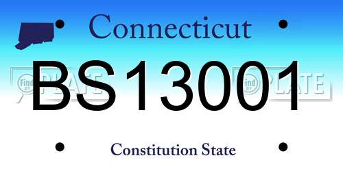 BS13001 Connecticut License Plate