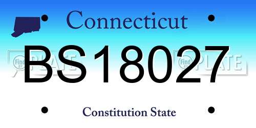 BS18027 Connecticut License Plate