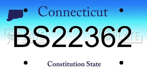 BS22362 Connecticut License Plate