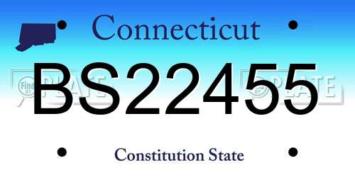 BS22455 Connecticut License Plate