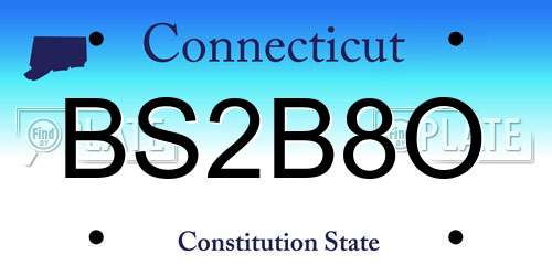 BS2B8O Connecticut License Plate
