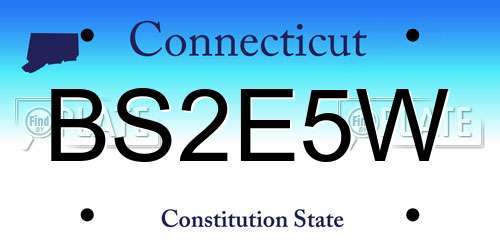 BS2E5W Connecticut License Plate