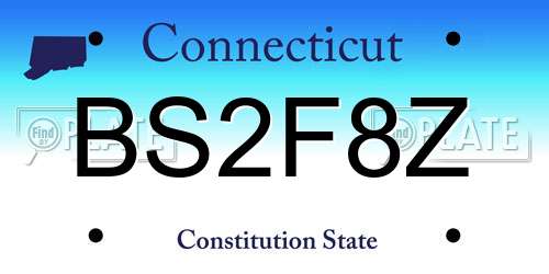BS2F8Z Connecticut License Plate