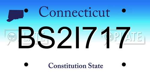 BS2I717 Connecticut License Plate