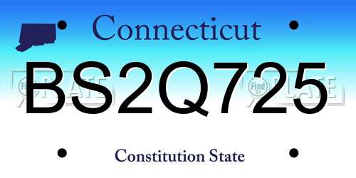 BS2Q725 Connecticut License Plate