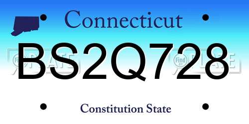 BS2Q728 Connecticut License Plate
