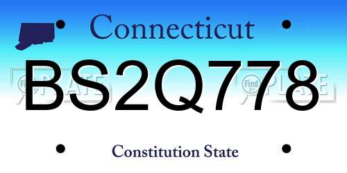 BS2Q778 Connecticut License Plate