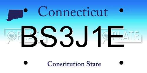 BS3J1E Connecticut License Plate