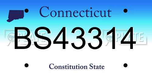 BS43314 Connecticut License Plate