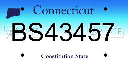 BS43457 Connecticut License Plate