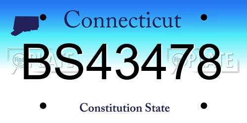 BS43478 Connecticut License Plate