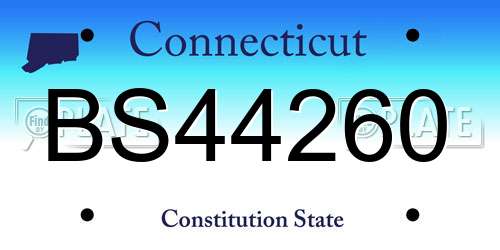 BS44260 Connecticut License Plate