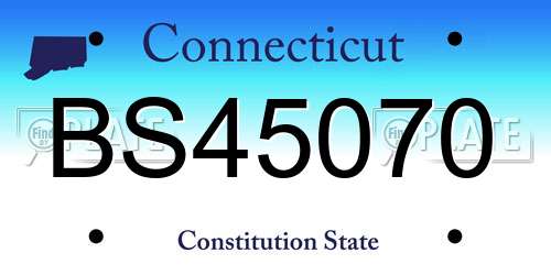 BS45070 Connecticut License Plate