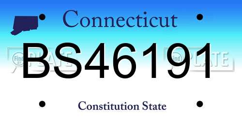 BS46191 Connecticut License Plate