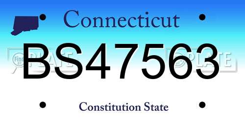 BS47563 Connecticut License Plate