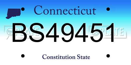 BS49451 Connecticut License Plate