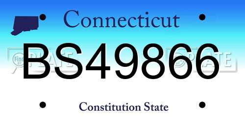 BS49866 Connecticut License Plate