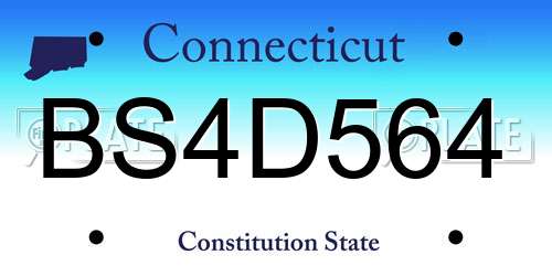 BS4D564 Connecticut License Plate