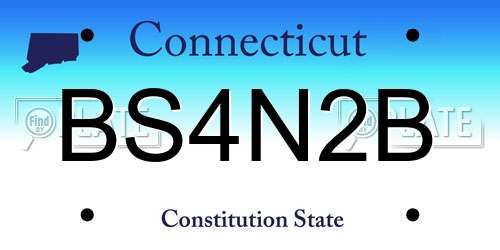 BS4N2B Connecticut License Plate