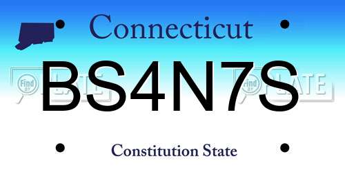 BS4N7S Connecticut License Plate