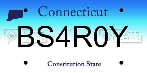 BS4R0Y Connecticut License Plate
