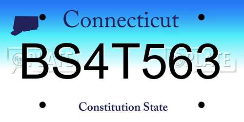 BS4T563 Connecticut License Plate