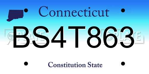 BS4T863 Connecticut License Plate