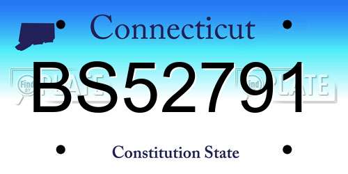 BS52791 Connecticut License Plate