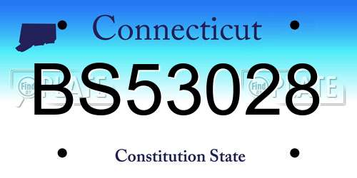 BS53028 Connecticut License Plate