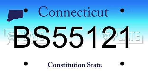BS55121 Connecticut License Plate