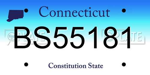 BS55181 Connecticut License Plate