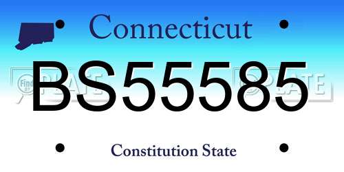 BS55585 Connecticut License Plate
