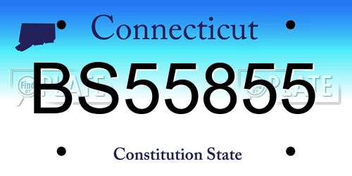 BS55855 Connecticut License Plate