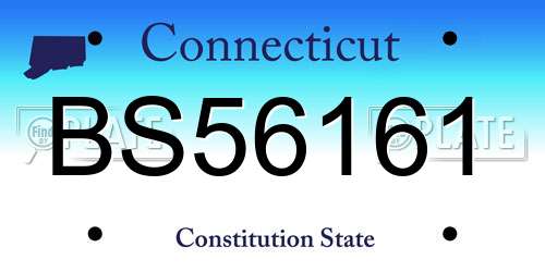 BS56161 Connecticut License Plate
