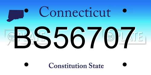 BS56707 Connecticut License Plate