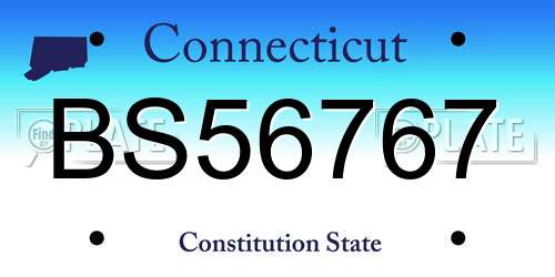 BS56767 Connecticut License Plate